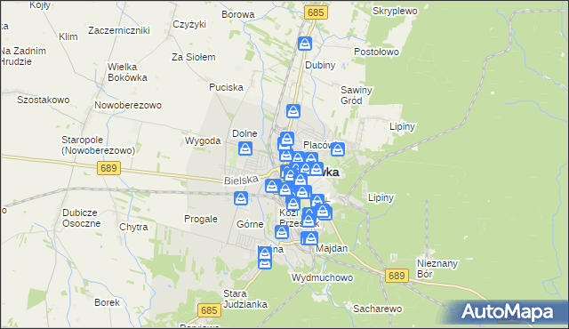 mapa Hajnówka, Hajnówka na mapie Targeo