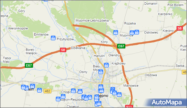 mapa Hanulin, Hanulin na mapie Targeo