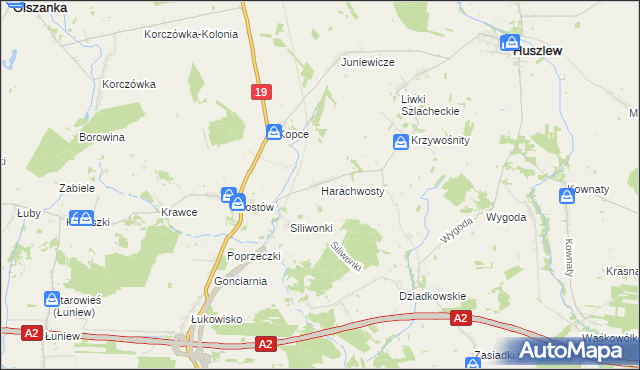 mapa Harachwosty, Harachwosty na mapie Targeo