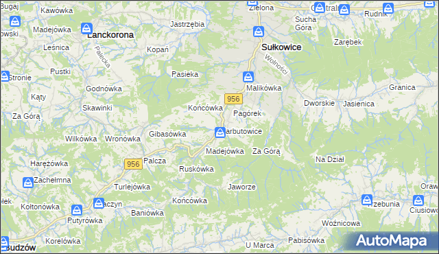 mapa Harbutowice gmina Sułkowice, Harbutowice gmina Sułkowice na mapie Targeo