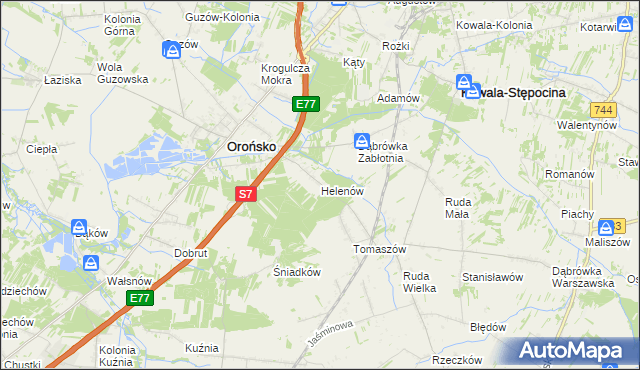 mapa Helenów gmina Orońsko, Helenów gmina Orońsko na mapie Targeo