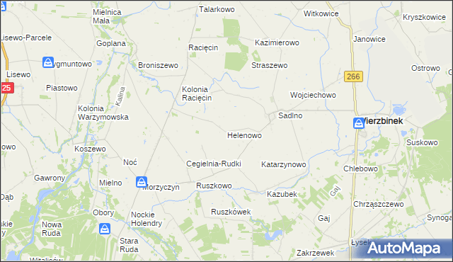mapa Helenowo gmina Wierzbinek, Helenowo gmina Wierzbinek na mapie Targeo