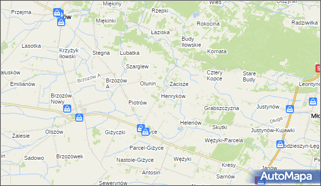 mapa Henryków gmina Iłów, Henryków gmina Iłów na mapie Targeo