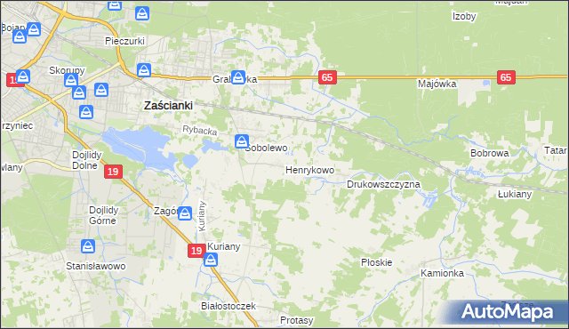 mapa Henrykowo gmina Supraśl, Henrykowo gmina Supraśl na mapie Targeo