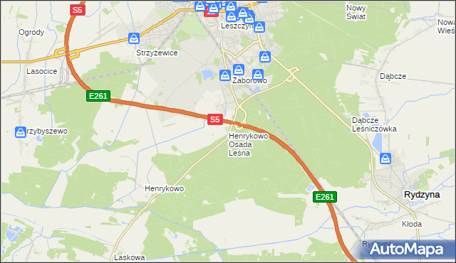 mapa Henrykowo Osada Leśna, Henrykowo Osada Leśna na mapie Targeo