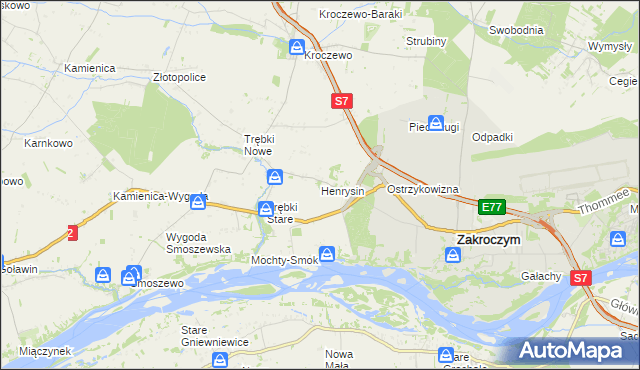 mapa Henrysin gmina Zakroczym, Henrysin gmina Zakroczym na mapie Targeo