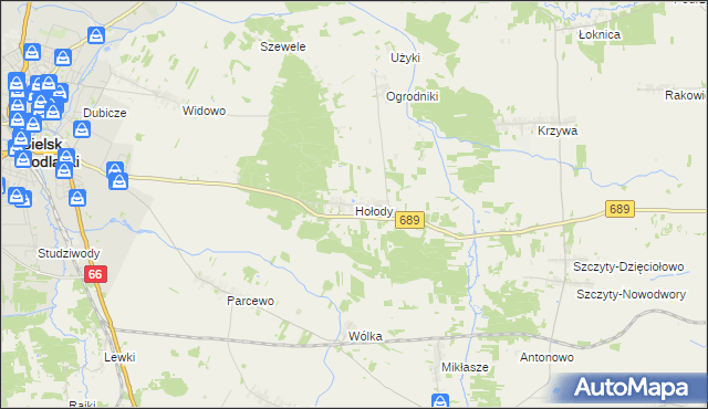 mapa Hołody, Hołody na mapie Targeo