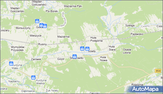 mapa Huta Krzeszowska, Huta Krzeszowska na mapie Targeo