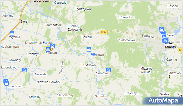 mapa Idzikowice gmina Sochocin, Idzikowice gmina Sochocin na mapie Targeo