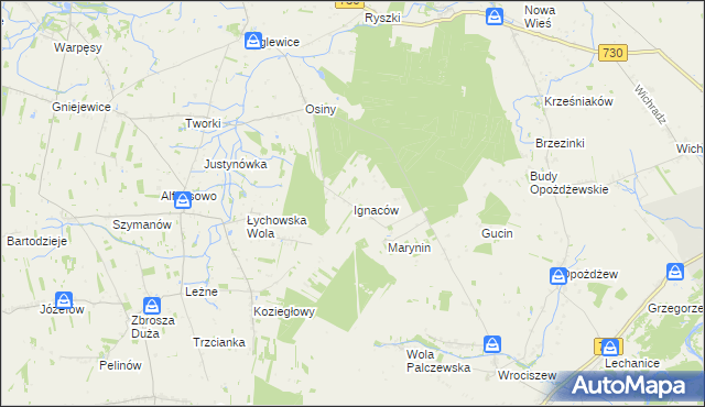 mapa Ignaców gmina Jasieniec, Ignaców gmina Jasieniec na mapie Targeo