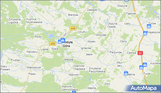 mapa Ignaców gmina Kobyla Góra, Ignaców gmina Kobyla Góra na mapie Targeo