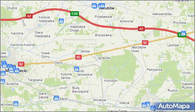 mapa Ignaców gmina Mińsk Mazowiecki, Ignaców gmina Mińsk Mazowiecki na mapie Targeo