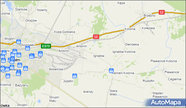 mapa Ignatów gmina Kamień, Ignatów gmina Kamień na mapie Targeo