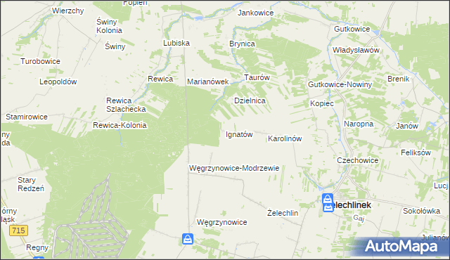 mapa Ignatów gmina Żelechlinek, Ignatów gmina Żelechlinek na mapie Targeo
