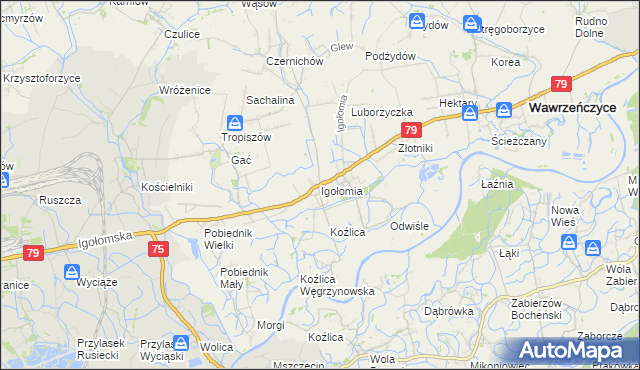 mapa Igołomia, Igołomia na mapie Targeo