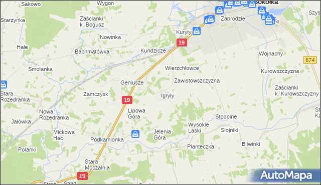 mapa Igryły, Igryły na mapie Targeo