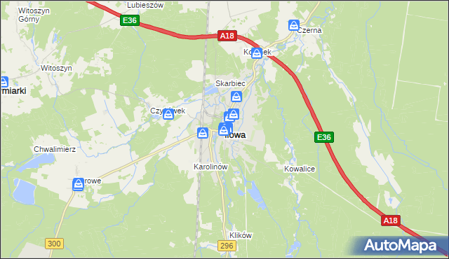 mapa Iłowa powiat żagański, Iłowa powiat żagański na mapie Targeo