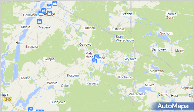 mapa Iwiec, Iwiec na mapie Targeo