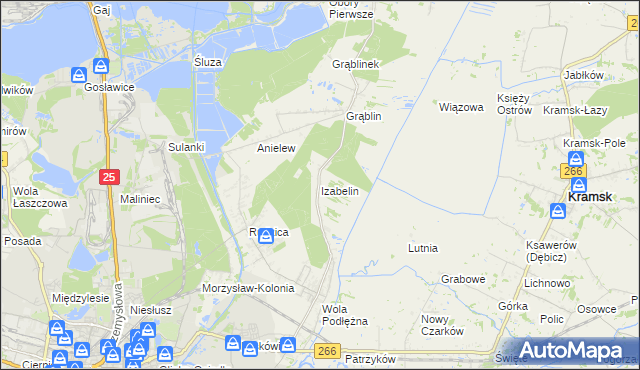 mapa Izabelin gmina Kramsk, Izabelin gmina Kramsk na mapie Targeo