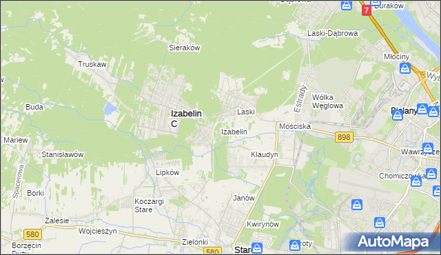 mapa Izabelin powiat warszawski zachodni, Izabelin powiat warszawski zachodni na mapie Targeo