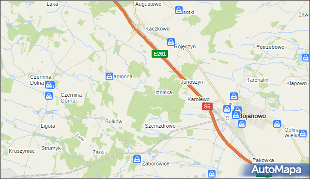 mapa Izbiska gmina Rydzyna, Izbiska gmina Rydzyna na mapie Targeo