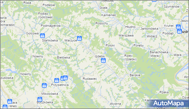 mapa Izdebki gmina Nozdrzec, Izdebki gmina Nozdrzec na mapie Targeo