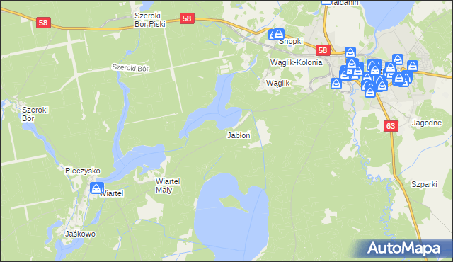 mapa Jabłoń gmina Pisz, Jabłoń gmina Pisz na mapie Targeo