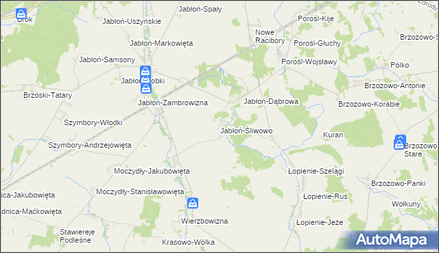mapa Jabłoń-Śliwowo, Jabłoń-Śliwowo na mapie Targeo