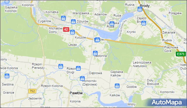 mapa Jabłonna gmina Brody, Jabłonna gmina Brody na mapie Targeo