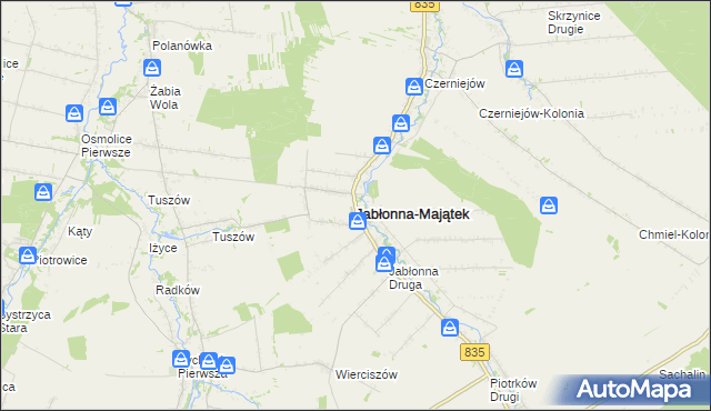 mapa Jabłonna-Majątek, Jabłonna-Majątek na mapie Targeo