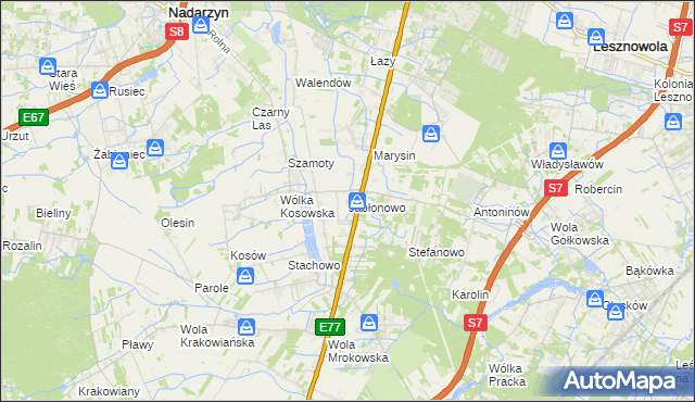 mapa Jabłonowo gmina Lesznowola, Jabłonowo gmina Lesznowola na mapie Targeo