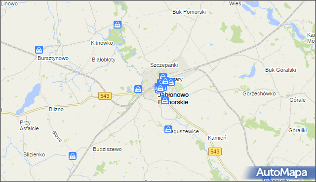 mapa Jabłonowo Pomorskie, Jabłonowo Pomorskie na mapie Targeo