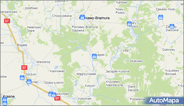 mapa Jaciążek, Jaciążek na mapie Targeo