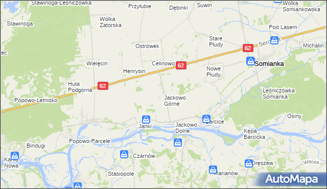 mapa Jackowo Górne, Jackowo Górne na mapie Targeo