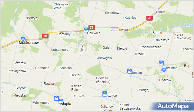 mapa Jadwigów gmina Moskorzew, Jadwigów gmina Moskorzew na mapie Targeo