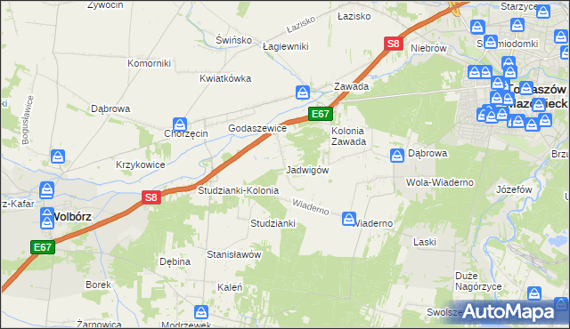 mapa Jadwigów gmina Tomaszów Mazowiecki, Jadwigów gmina Tomaszów Mazowiecki na mapie Targeo