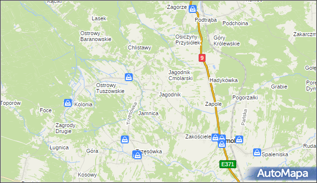 mapa Jagodnik gmina Cmolas, Jagodnik gmina Cmolas na mapie Targeo