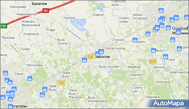 mapa Jaktorów, Jaktorów na mapie Targeo