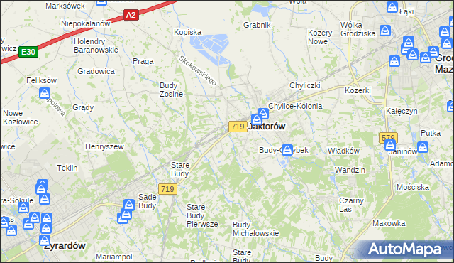 mapa Jaktorów-Kolonia, Jaktorów-Kolonia na mapie Targeo