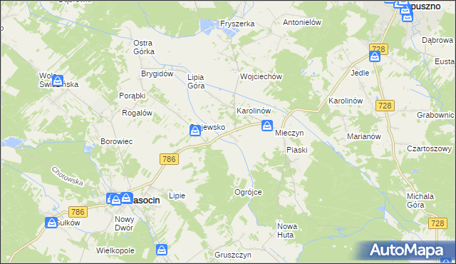 mapa Jakubów gmina Krasocin, Jakubów gmina Krasocin na mapie Targeo