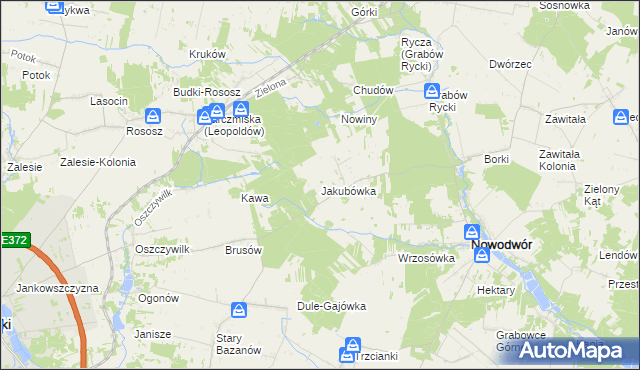 mapa Jakubówka gmina Nowodwór, Jakubówka gmina Nowodwór na mapie Targeo