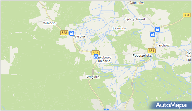 mapa Jakubowo Lubińskie, Jakubowo Lubińskie na mapie Targeo