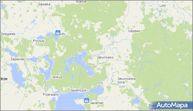 mapa Jakunówko, Jakunówko na mapie Targeo