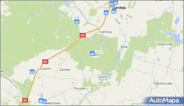 mapa Jamy gmina Rogóźno, Jamy gmina Rogóźno na mapie Targeo