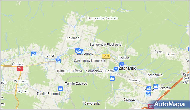 mapa Janaszów gmina Zagnańsk, Janaszów gmina Zagnańsk na mapie Targeo