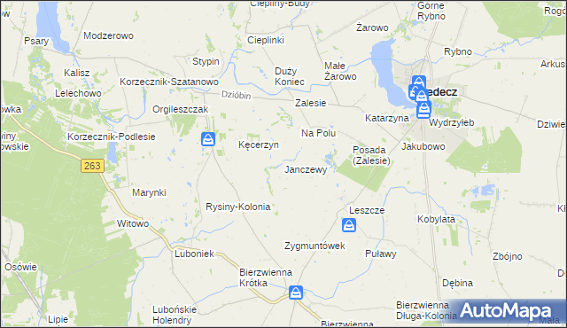 mapa Janczewy, Janczewy na mapie Targeo
