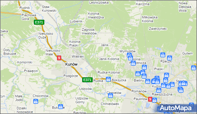 mapa Janik-Kolonia, Janik-Kolonia na mapie Targeo