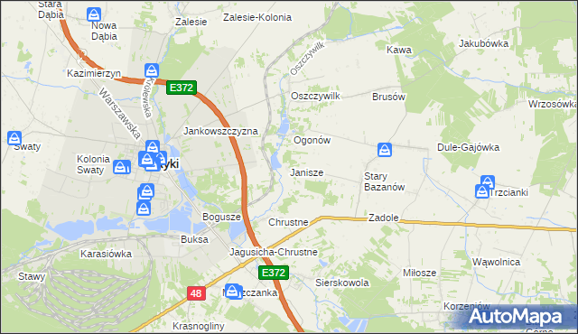 mapa Janisze gmina Ryki, Janisze gmina Ryki na mapie Targeo