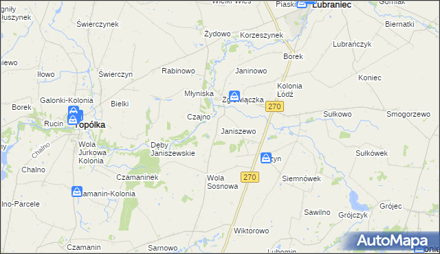 mapa Janiszewo gmina Lubraniec, Janiszewo gmina Lubraniec na mapie Targeo