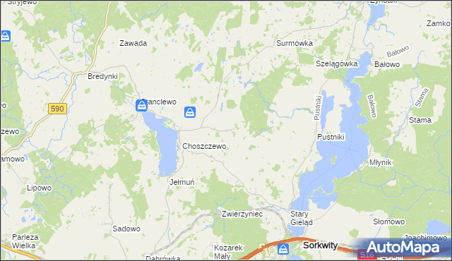 mapa Janiszewo gmina Sorkwity, Janiszewo gmina Sorkwity na mapie Targeo